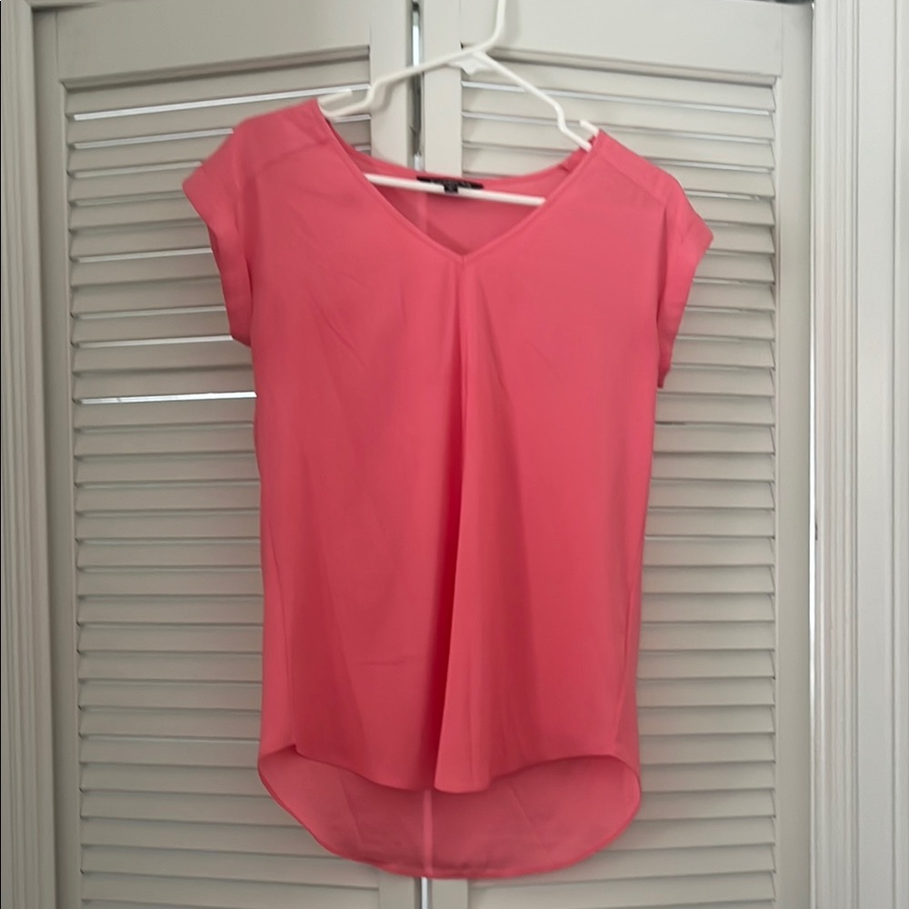 Express Pink Cap Sleeve High Low Blouse